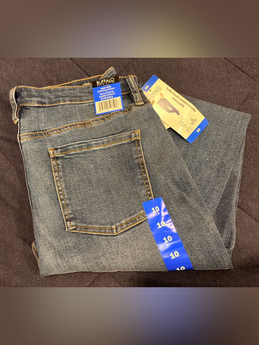 Size 10 Buffalo David Bitton Women's Skinny Jeans - Washed Blue Denim